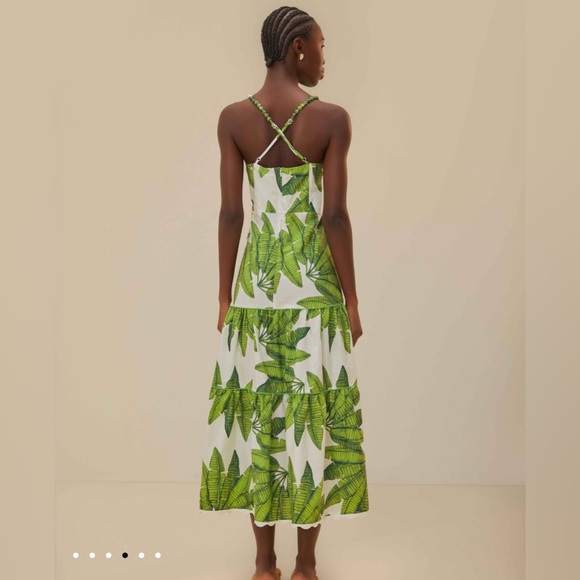 Farm Rio Off-White Palm Fan Midi Dress - Picture 8 of 10